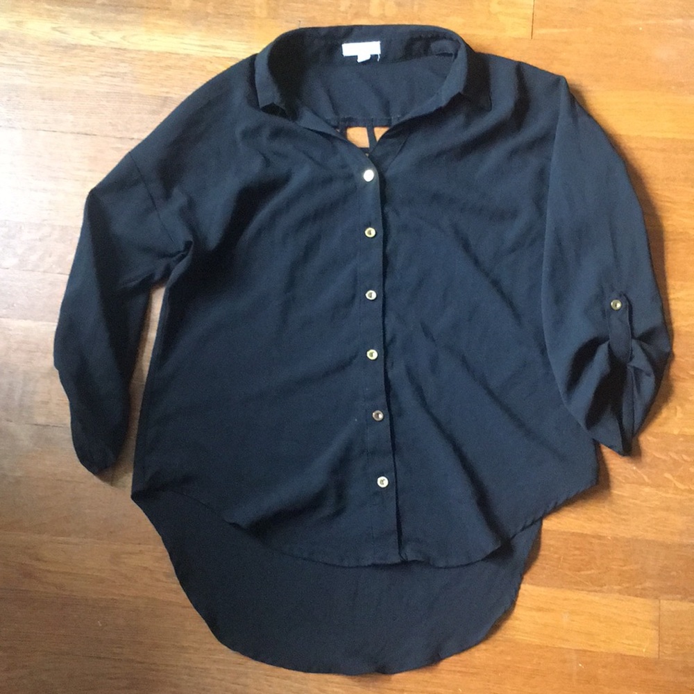 Black Button Down, Cutout Back